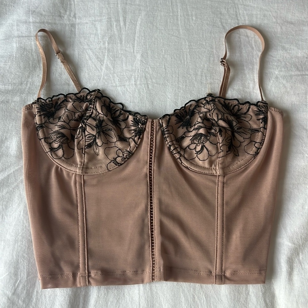 White Fox Tan Corset Top